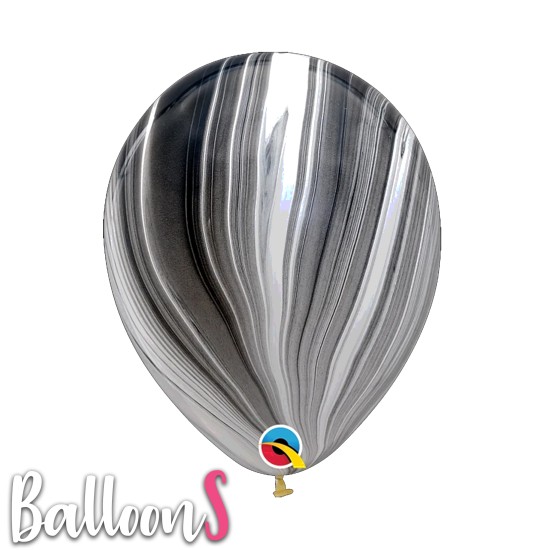 43805 12" Qualatex SuperAgate® Black and White Latex Balloon