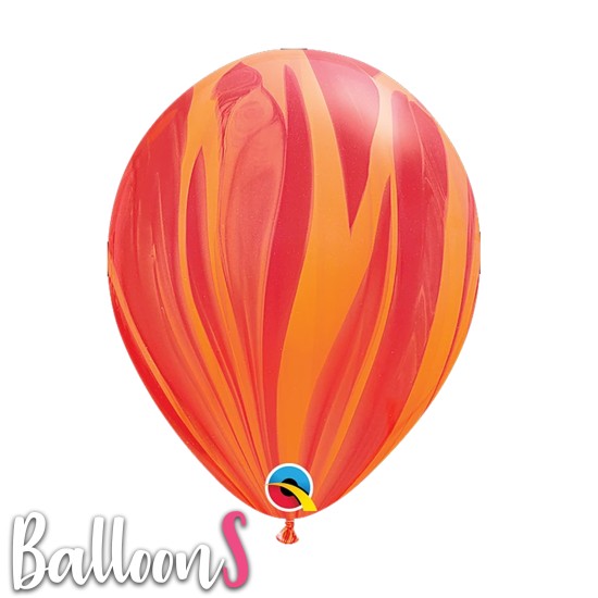91540 12" Qualatex SuperAgate® Red and Orange Latex Balloon