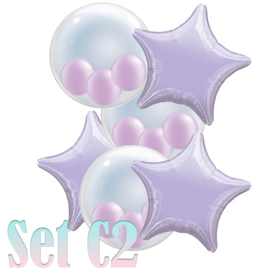 Balloon Set C (6 Color Tones) + 1 Bubble Balloon