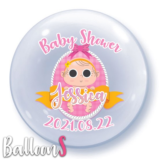 B02 Pink New Born Girl Baby Bubble Balloon