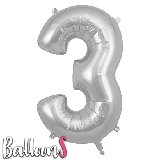 SN03   34" Silver Number Balloon 3