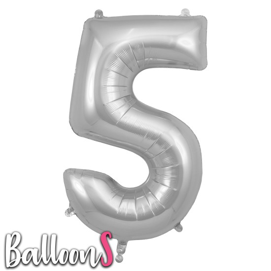 SN05   34" Silver Number Balloon 5
